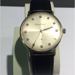 Lucien Piccard Diamond watch, black leather strap